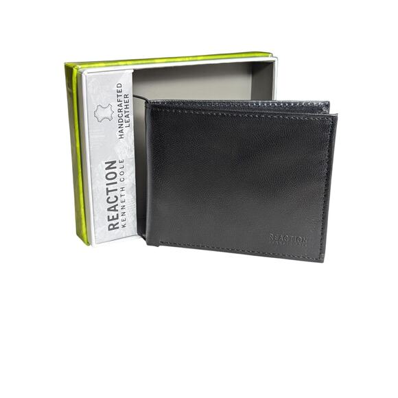 Kenneth Cole Reaction Men's Soft Leather Passcase Wallet Black NEW FREE SHIPPING - Picture 2 of 7